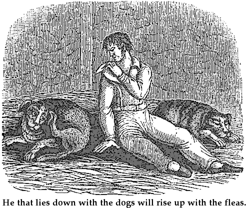 he that lies down with the dogs will rise up with the fleas