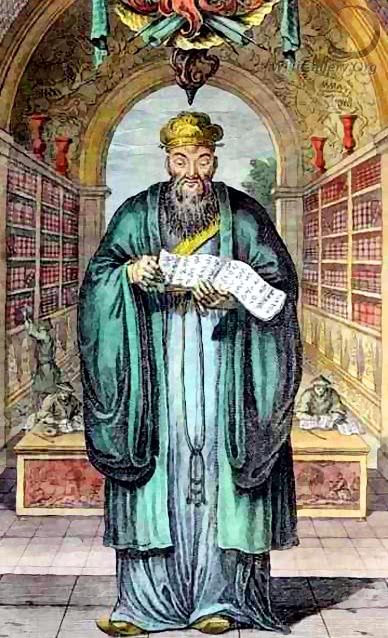 confucius in library