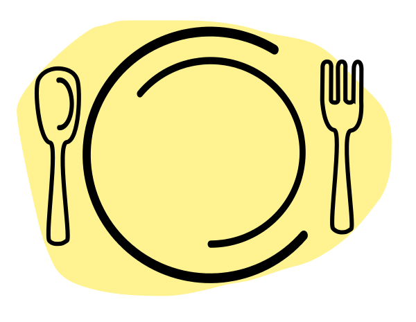 Dinner Plate with Spoon and Fork