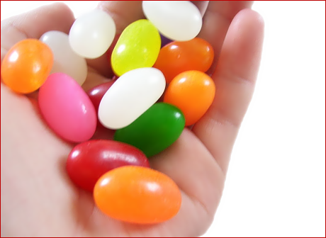 jelly beans in hand