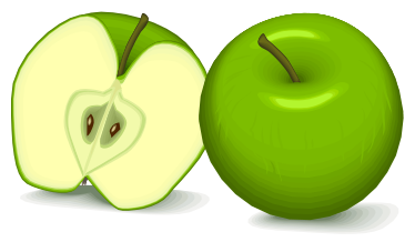 green apple and half