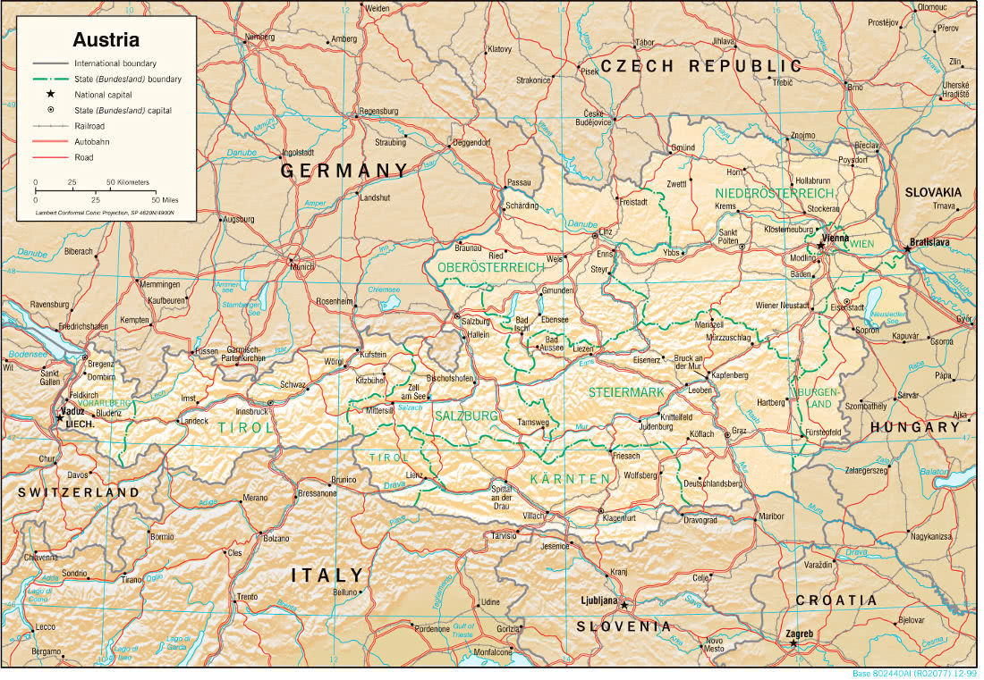 Austria relief map
