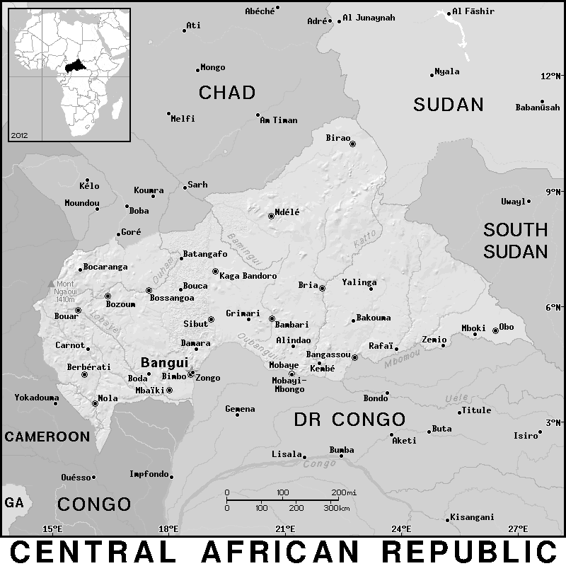 Central African Republic detailed BW