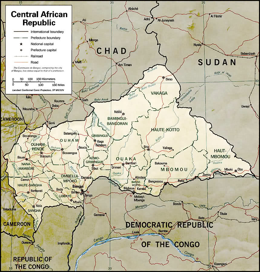 Central African relief map
