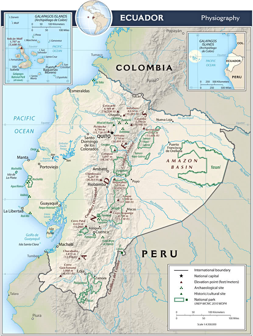 Ecuador relief map 2011