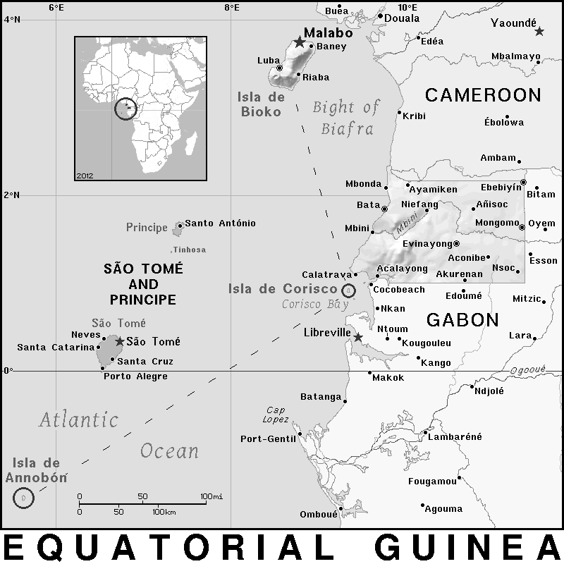 Equatorial Guinea detailed BW