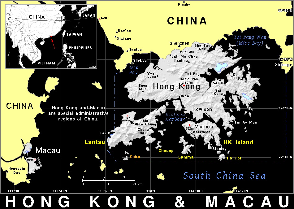 Hong Kong and Macau dark detailed