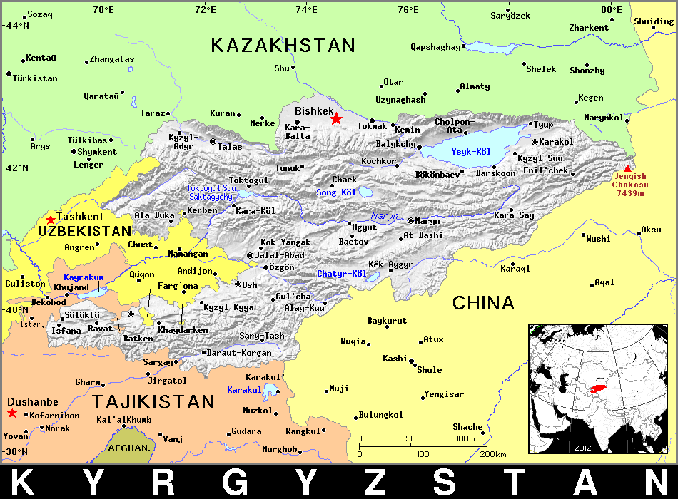 Kyrgyzstan dark detailed