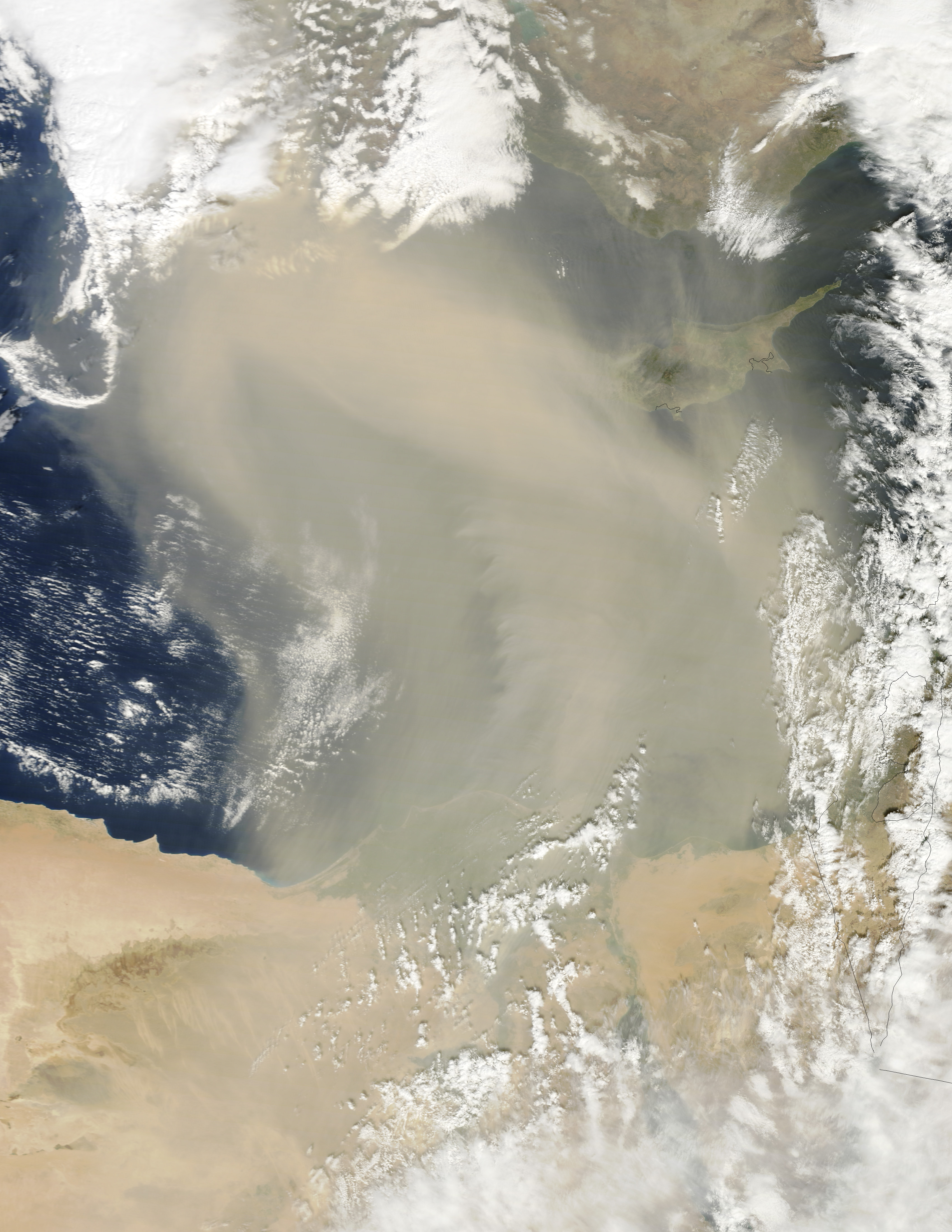 dust storm over Mediterranean