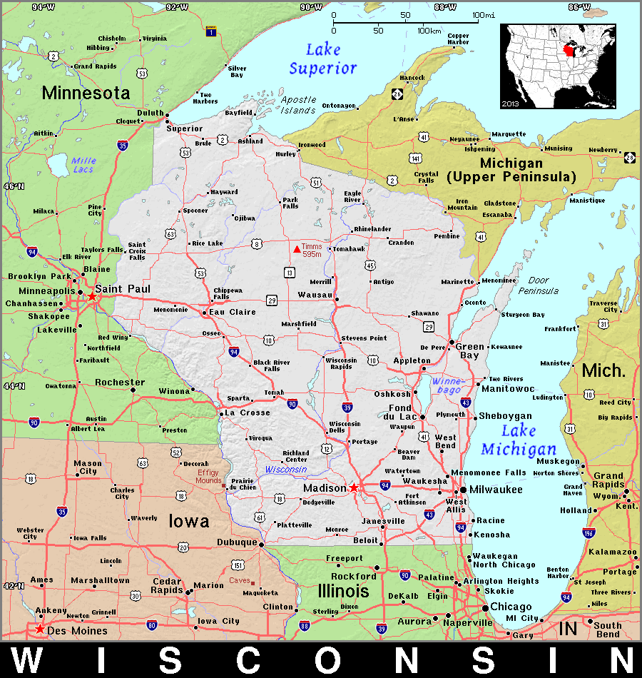 Wisconsin topo dark