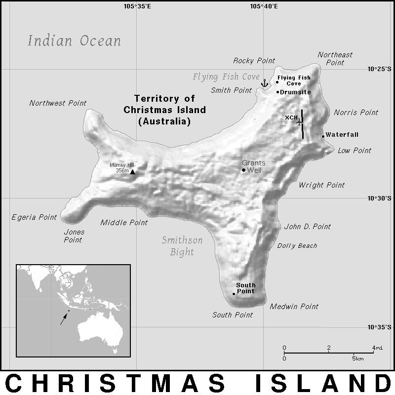 Christmas Island detailed BW