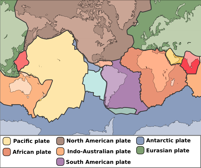 Tectonic plates labeled