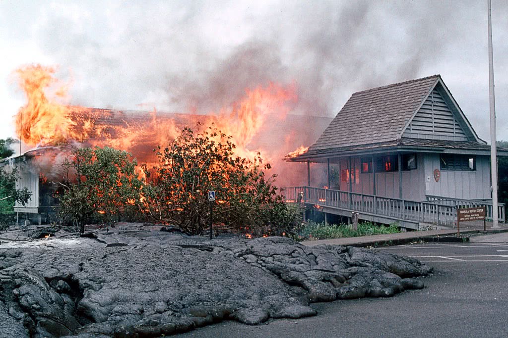 lava ignites visitors center