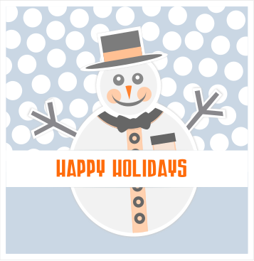 Happy Holidays label snowman