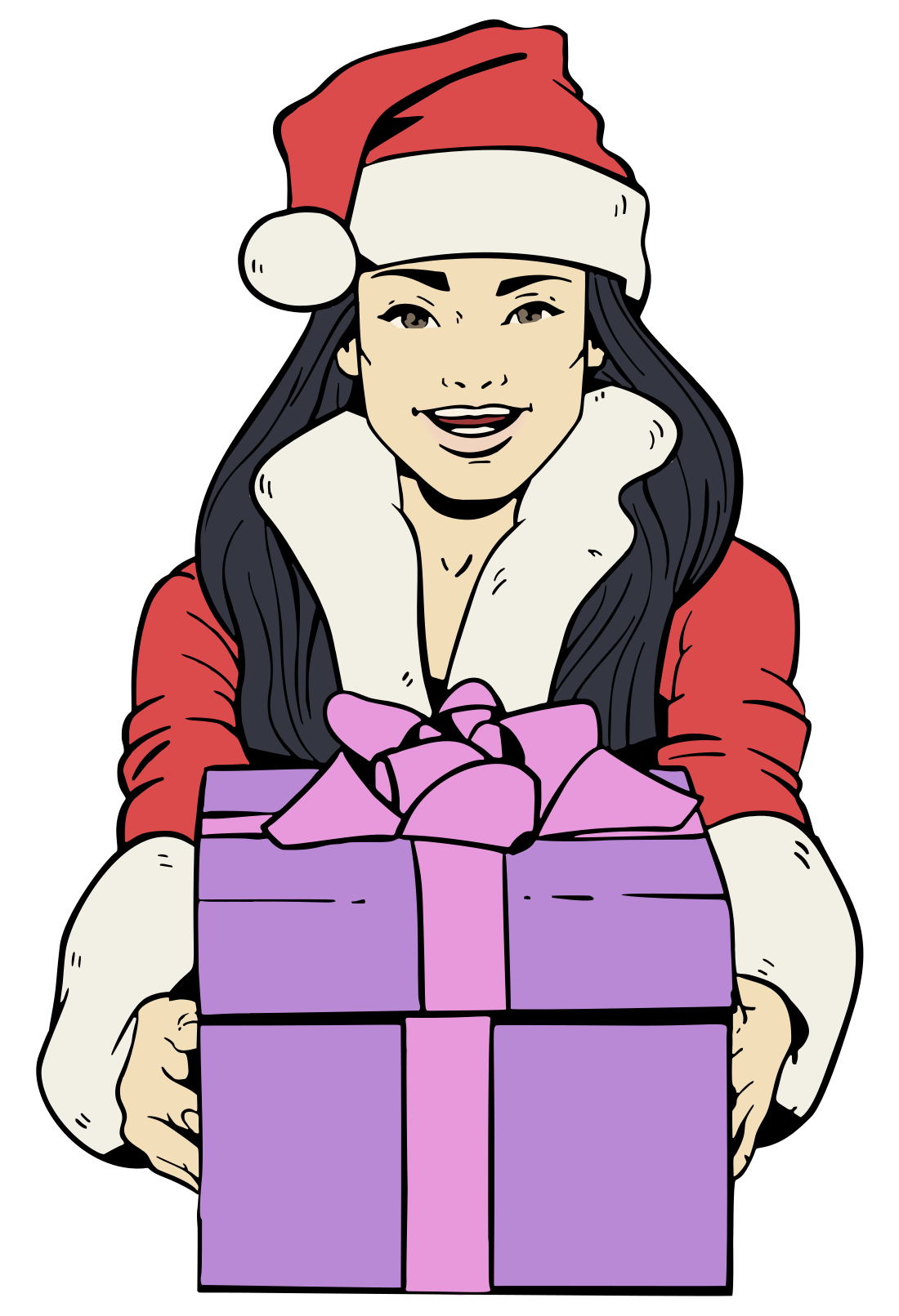 woman Santa w package
