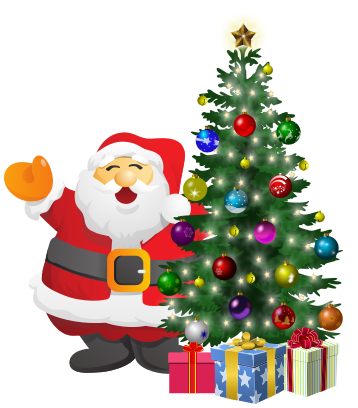 Santa by tree