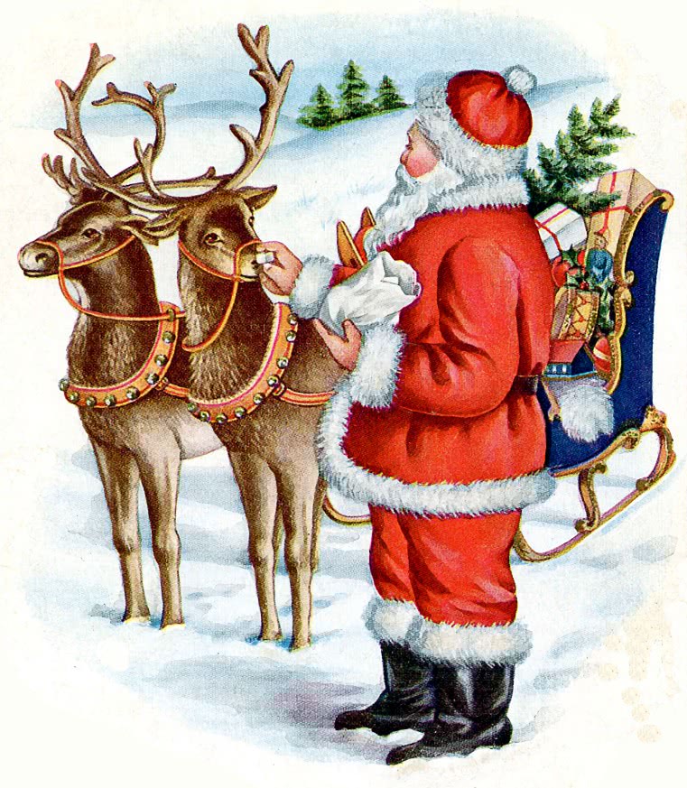 Santa w reindeer 1916