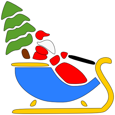 Santa in sleigh stylized