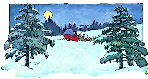 Santa sleigh under the moon