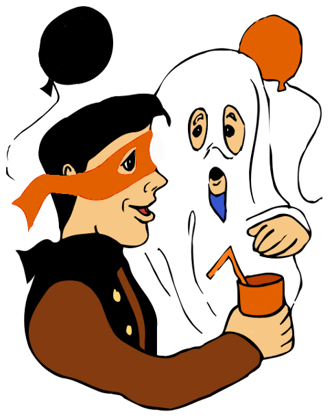 ghost and pirate at party color