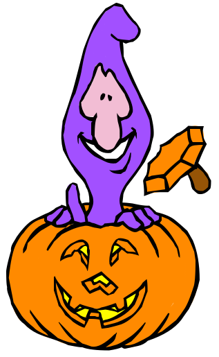happy alien in pumpkin