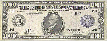 one thousand dollar bill US 1918