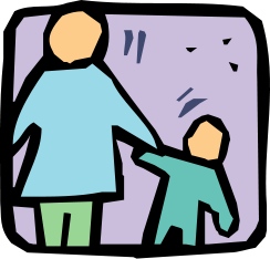parent and child holding hands icon