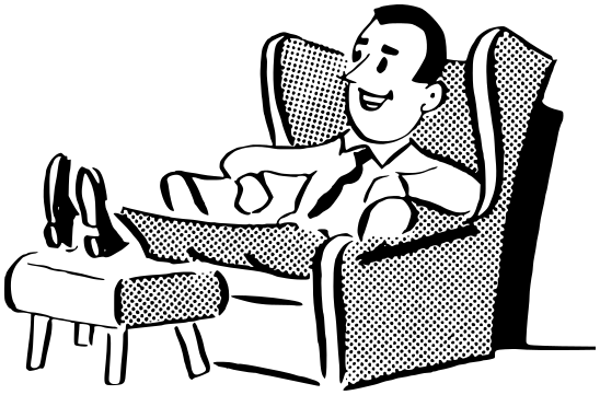 man in comfy chair retro