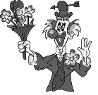 clown w flowers