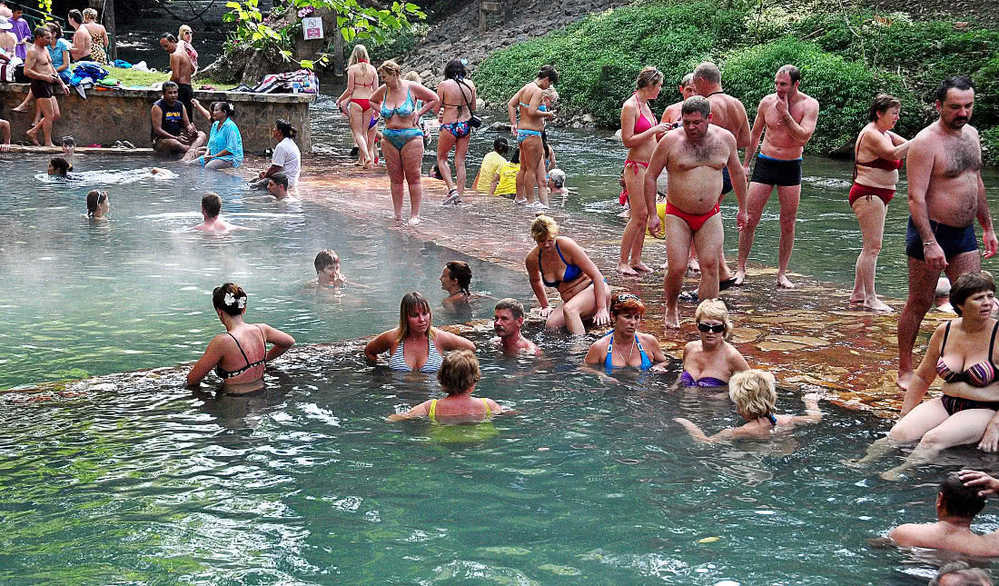 hot spring bathers