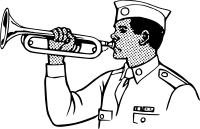 young man playing on a bugle