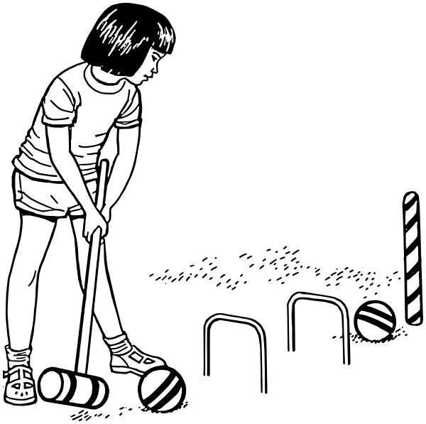 girl playing croquet