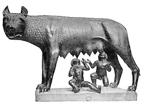 She wolf suckles Romulus and Remus