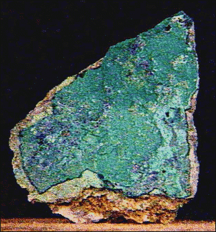 Cornwallite covered quartz