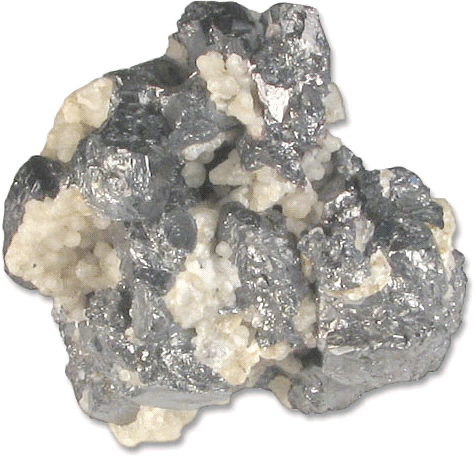 Polybasite  pseudohexagonal crystals with Calcite
