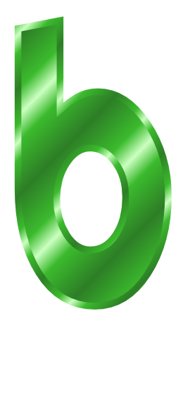 green metal letter b