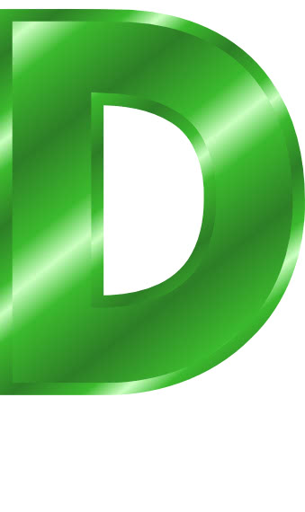 green metal letter capitol D - /signs_symbol/alphabets ...