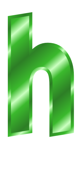 green metal letter h
