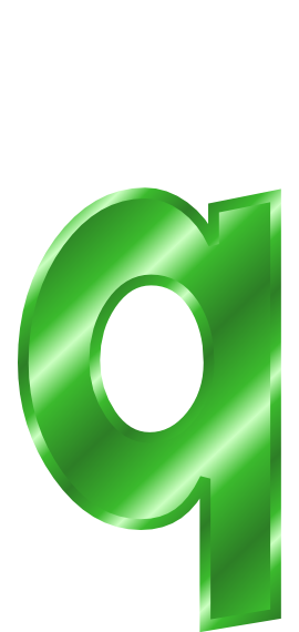 green metal letter q