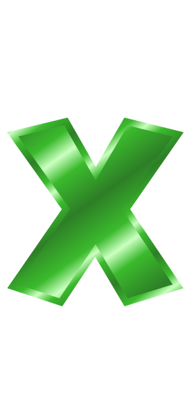 green metal letter x