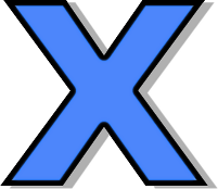 lowercase X blue