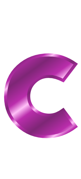 purple metal letter c