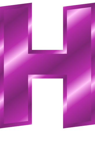 purple metal letter capitol H