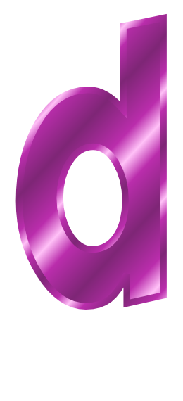 purple metal letter d