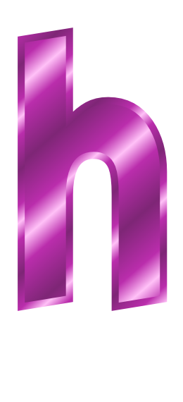 purple metal letter h