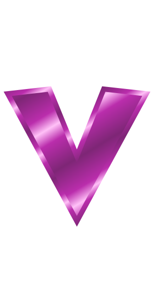 purple metal letter v