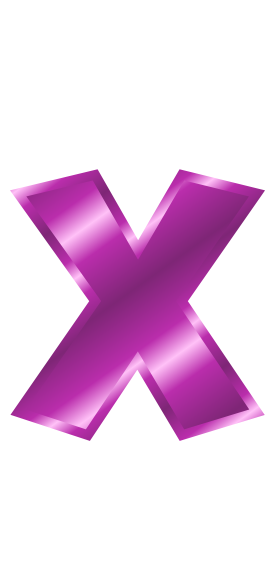 purple metal letter x