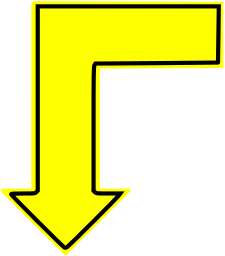 L shaped arrow yellow filled down