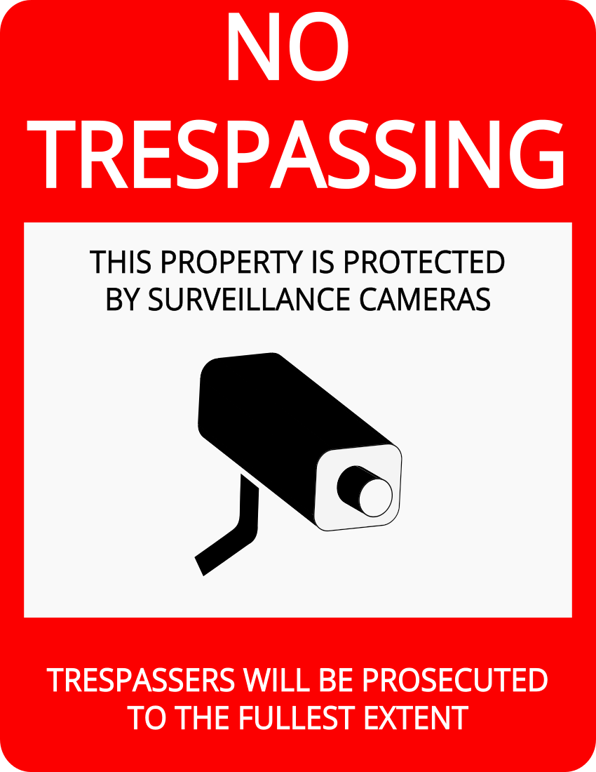 no trespassing sign camera