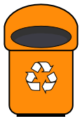 recycle bin rounded orange